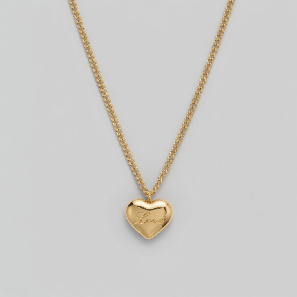 2K-GOLD-NECKLACE AIRALOVE Solid Gold-Plated Heart Pendant Necklace